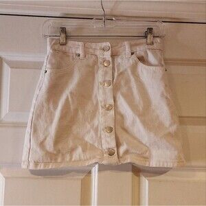 Forever 21 Beige Button-Up Mini Skirt